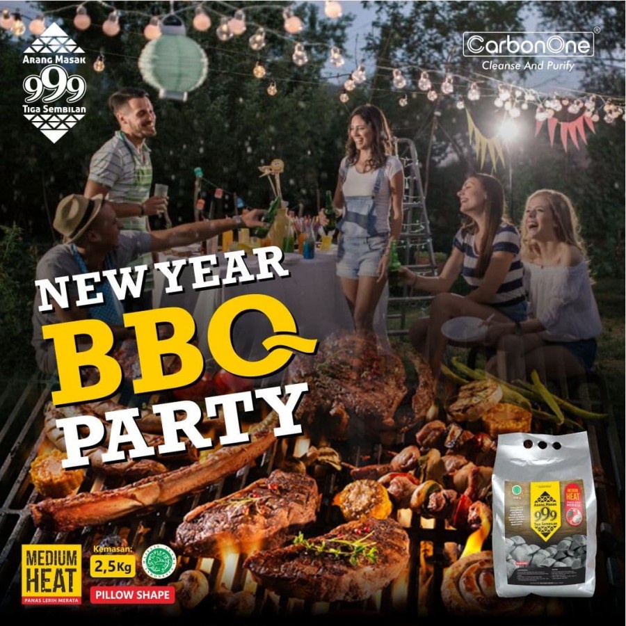 Arang Briket BBQ 2,5 Kg | Arang Pillow 999