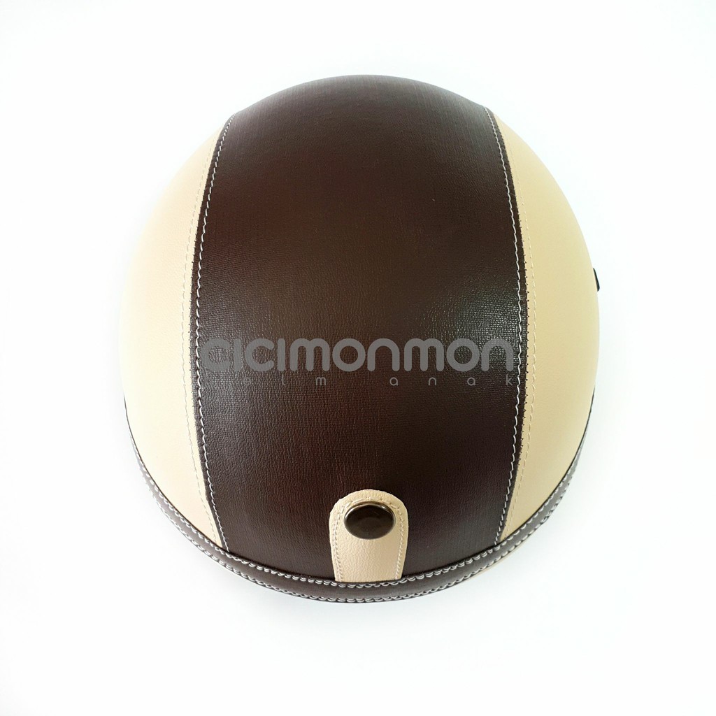 KUALITAS PREMIUM Helm Anak Retro Casual Warna Cream Choco