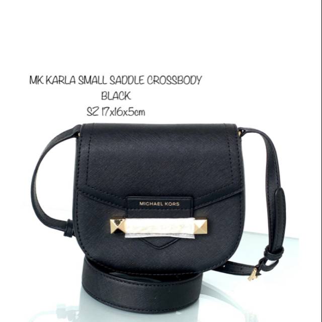 MK KARLA SMALL SADDLE CROSSBODY BLACK