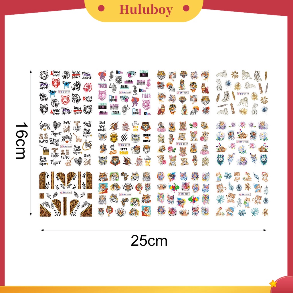 Huluboy Huluboy♡ Stiker Kuku Motif Harimau 2022 Bahan Kertas Ringan Untuk Manicure