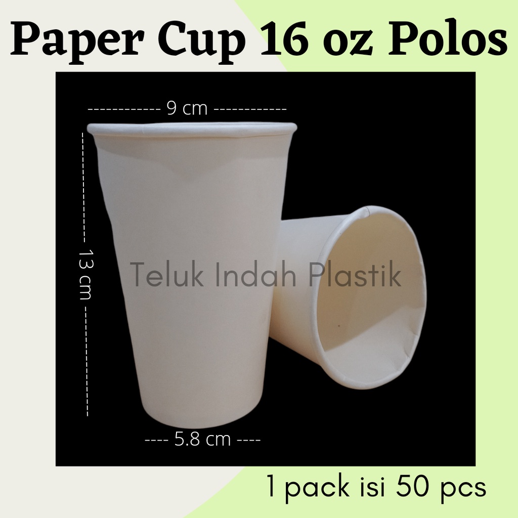50pcs Paper Cup 16 oz Gelas Kertas 16oz Gelas Paper Polos Putih