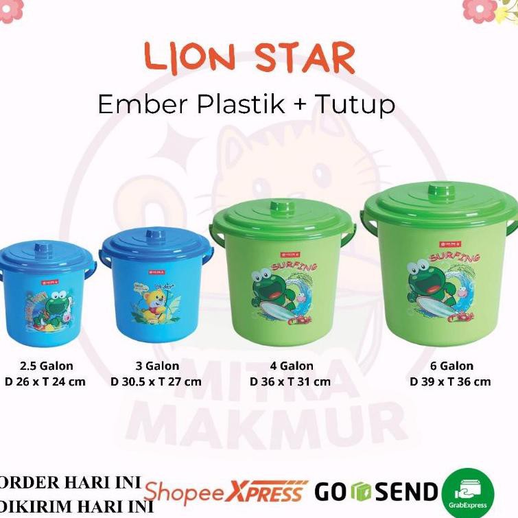 Terupdate NEW LION STAR - EMBER PLASTIK + TUTUP 2,5 - 3 - 4 - 6 GALON (8-24 LITER) ✧