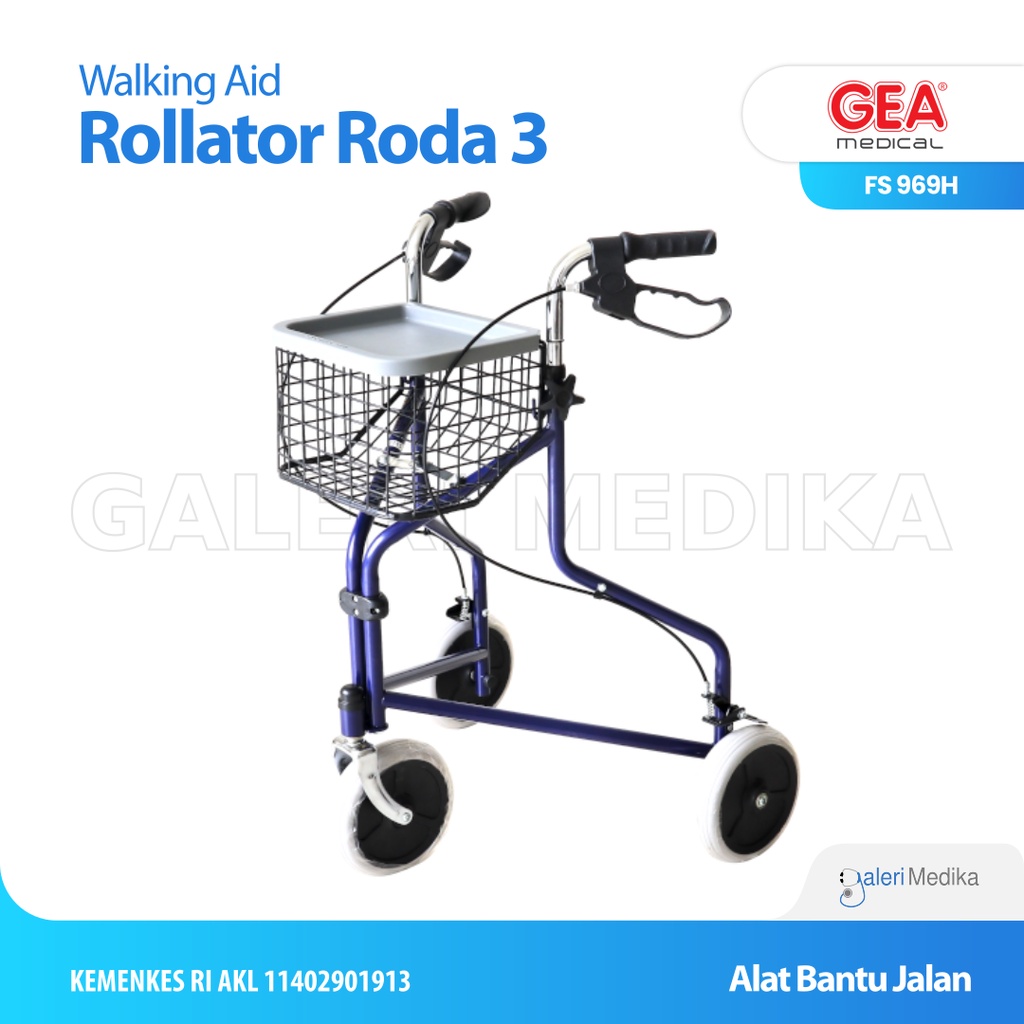 Walker Rollator GEA FS 969H / FS-969H / FS969H Roda Tiga - Alat Bantu Jalan