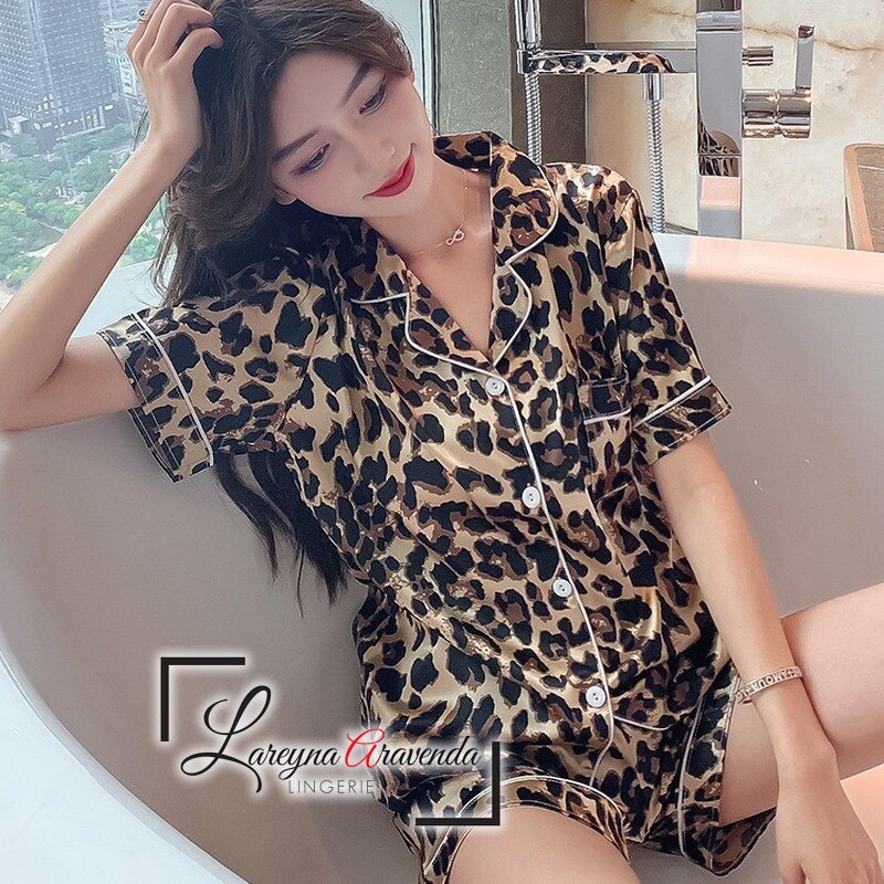 Setelan Baju Tidur Celana Pendek Sexy Fit M/XL/XXL Motif Kulit Macan DS015