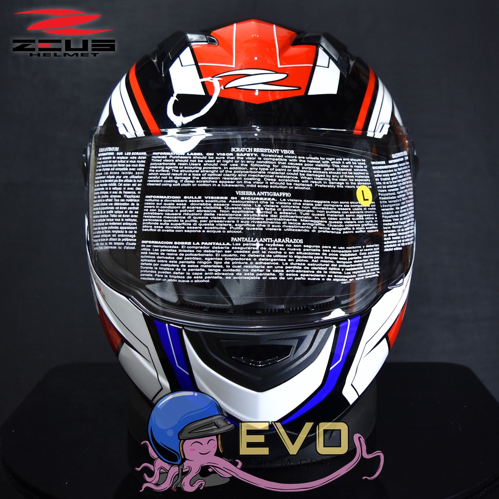 HELM ZEUS FULL FACE BLACK AL5 BLUE - FREE SMOKE VISOR ZEUS ORIGINAL ( ONGKIR 2KG )