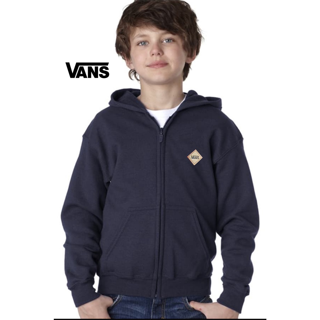 JAKET ANAK ZIPPER SWEATER HOODIE TEMPEL KULIT VANS KEKINIAN TERBARU BAHAN FLEECE USIA 2TAHUN SAMPAI 12TAHUN LAKI LAKI PEREMPUAN