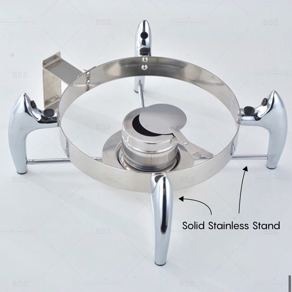 Chafing Dish Hidrolik Hydraulic 6L Prasmanan Stainless Kaca Tebal Kotak Bulat Wadah Tempat Makanan Saji Mewah Elegan