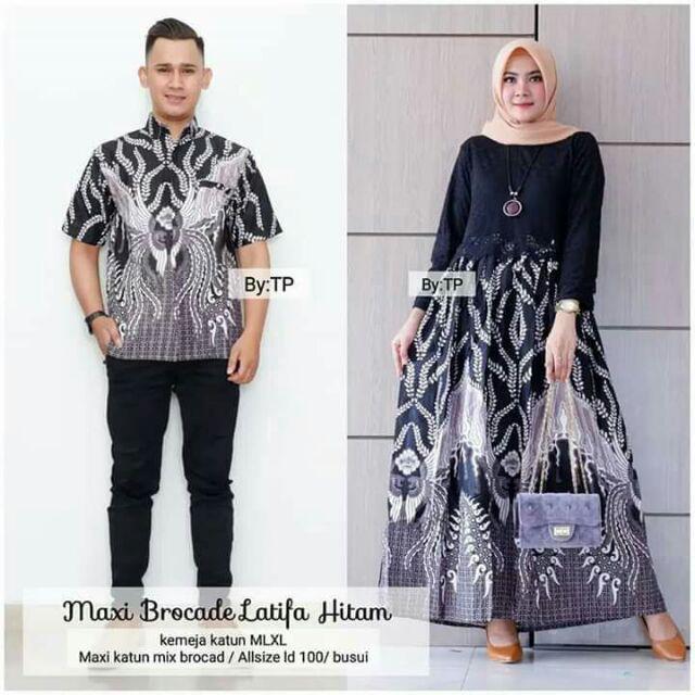 Lecy_batik Couple Maxi Brokat Latifa Hitam