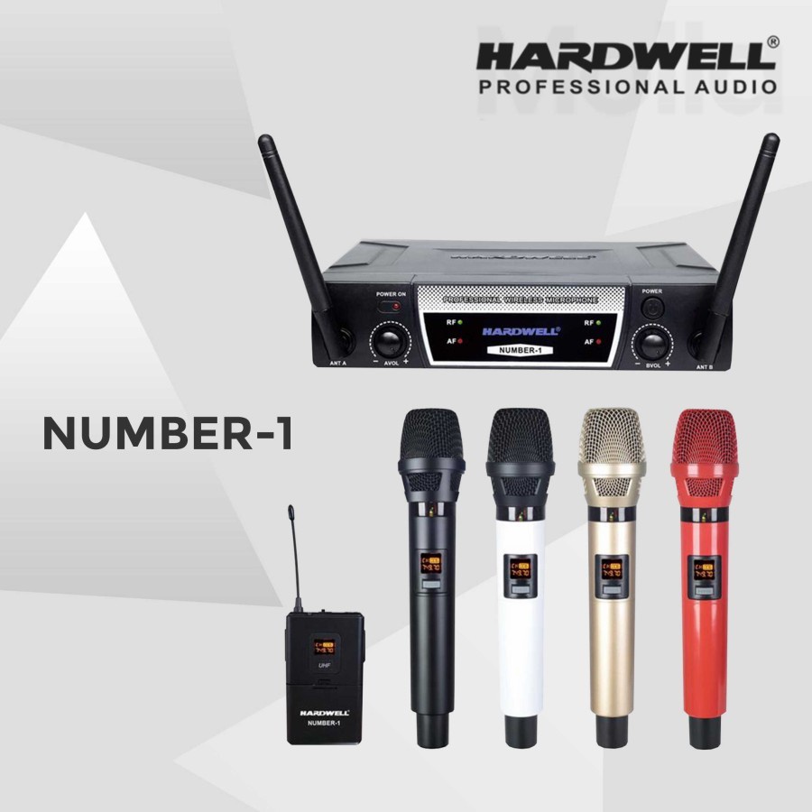 Mic Wireless HARDWELL Number 1 Number1 ORIGINAL 2 Mic Handheld - Hitam