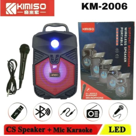 Speaker Bluetooth Led Mic Karaoke Portable Wireless Speker KIMISO KM 2006 KM-2006 + Microphone