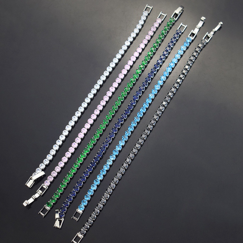 4mm Cubic Zirconia Tennis Bracelets For Women Men Iced Out Chain Silver Bracelet Men Zircon Armband CZ Pulseras Couple