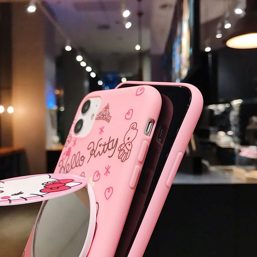 Pink Mirror Case HP OPPO A91 F15 Reno 3 A5 A9 A53 A33 2020 A3S A7 A5S A12 A1K C1 C11 A37 Neo 9 A57 A39 F1S A71 F5 Youth F11 F9 Pro 5 5S 5i C3 7 Narzo 20 Pro 7i C17 Hello Kitty 12