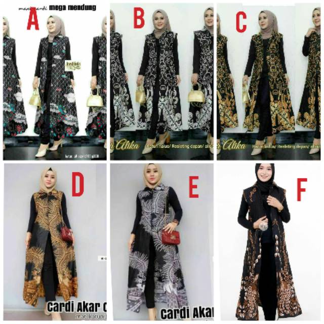 Outer batik tanpa lengan modern resleting murah