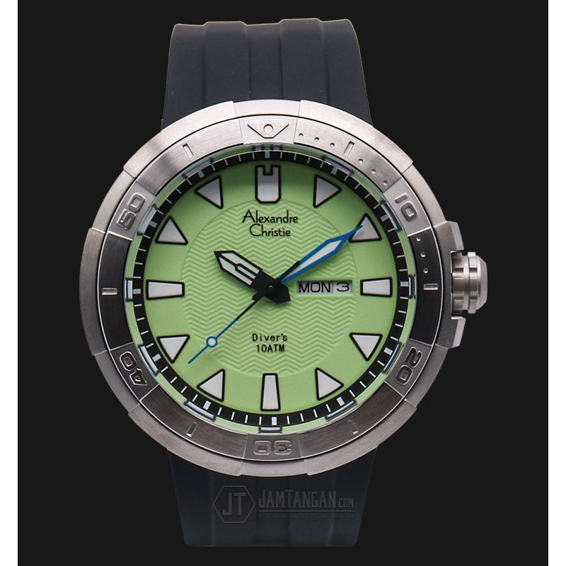 Alexandre Christie AC 6427 ME RSSGN Man Sport Green Dial Black Rubber Strap