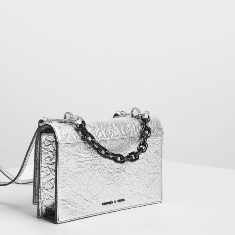 (BIG SALE)Tas ck single chain bag silver