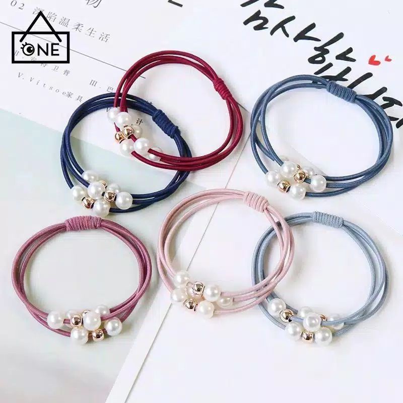 IKAT RAMBUT ELASTIS AKSEN MUTIARA FASHION KOREA IMPOR GELANG IKAT RAMBUT WANITA