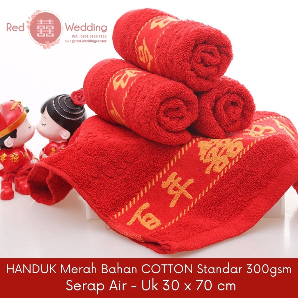 [KOTAK Xi] PAKET HANDUK MERAH Bai Nian Hao HE Souvenir Pernikahan Wedding / Teapai / Sangjit - MOHON BACA DESKRIPSI