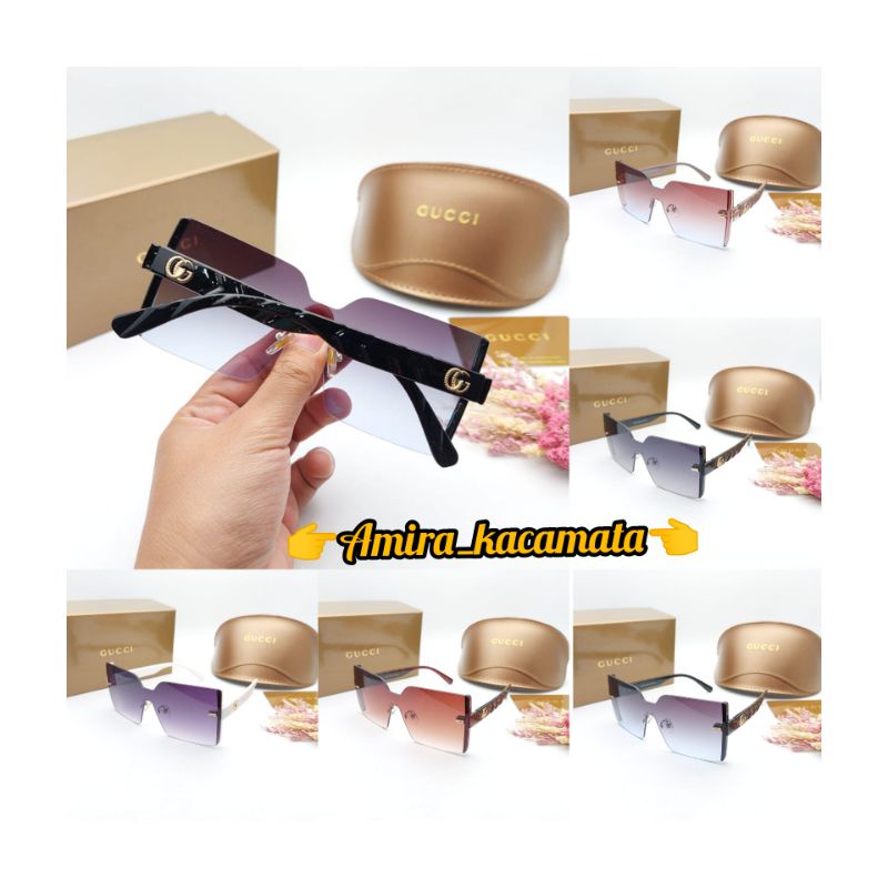 [BISA COD√]Kacamata Fashion Wanita Kacamata Sunglasses/Gucci/Lensa UV Super Premium