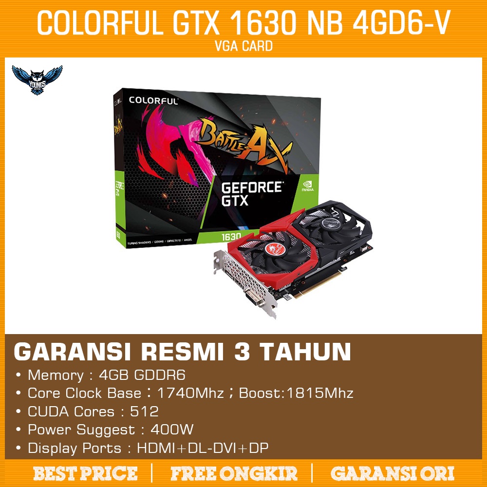 COLORFUL GeForce GTX 1630 NB 4GD6-V | VGA Card GTX1630 4GB GDDR6