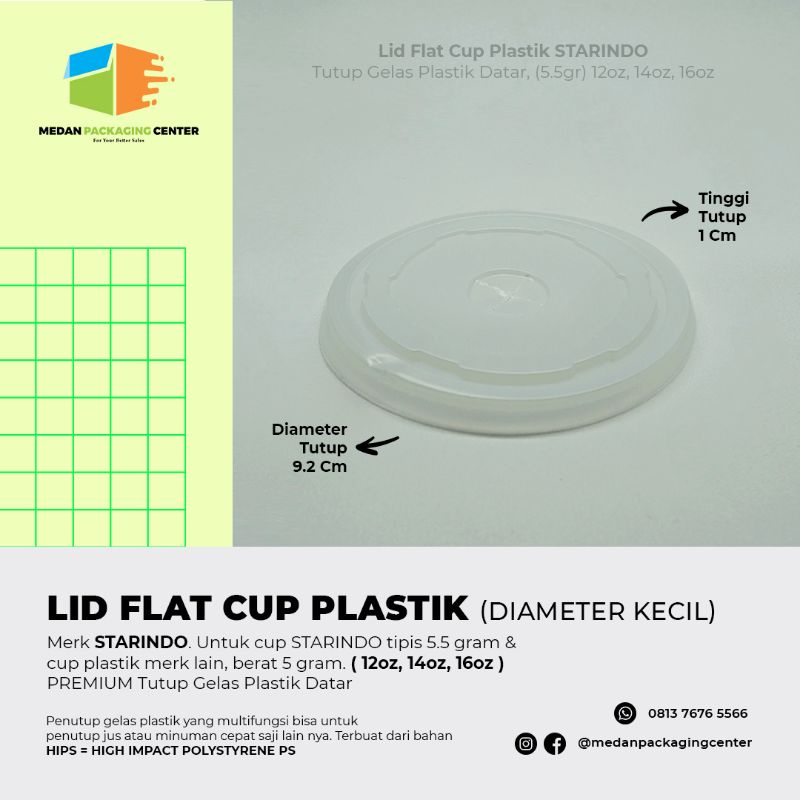 Lid Flat merk starindo / tutup datar cup plastik starindo DK