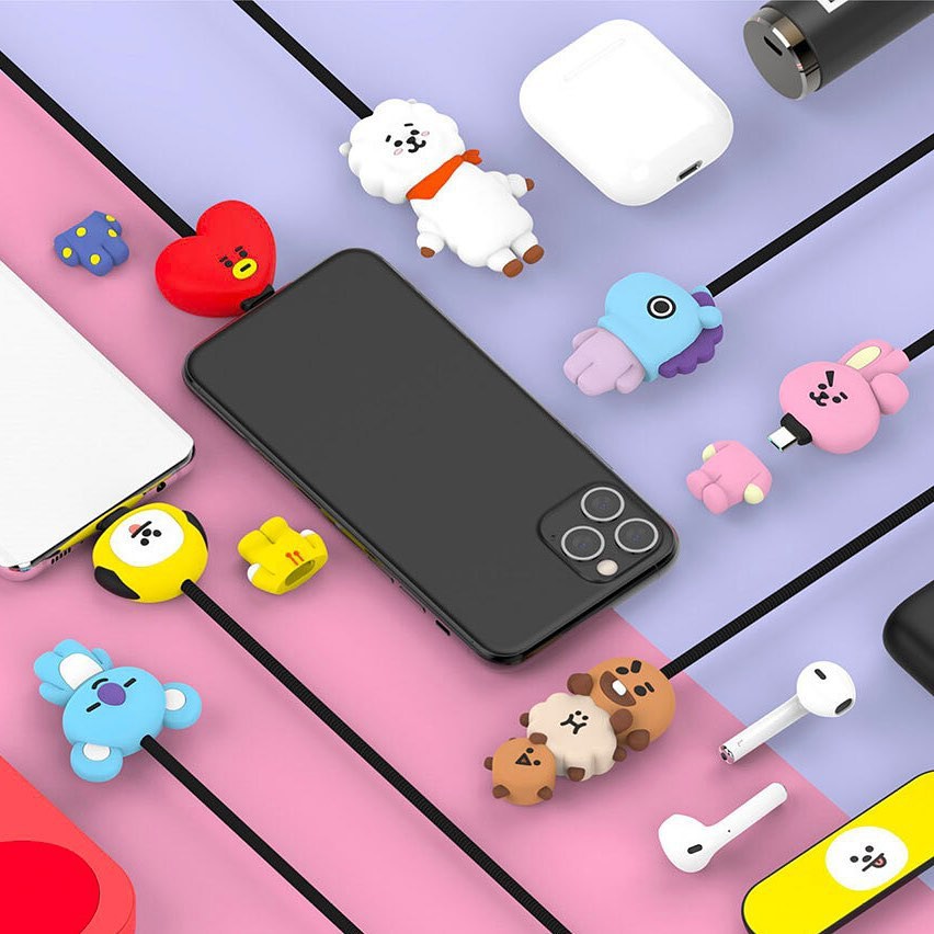 OFFICIAL BT21 3D CHARACTER CABLE KABEL IPHONE ANDROID BTS 3 IN 1 TYPE C CASE CASING LIGHT UP BABY