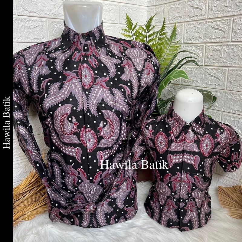 Baju Batik Couple Ayah dan Anak Navy