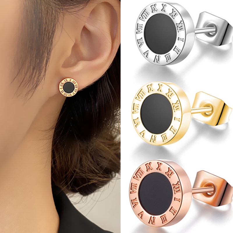 1pc Anting Bahan Titanium Steel Gaya Punk Rock Korea Untuk Pria Dan Wanita