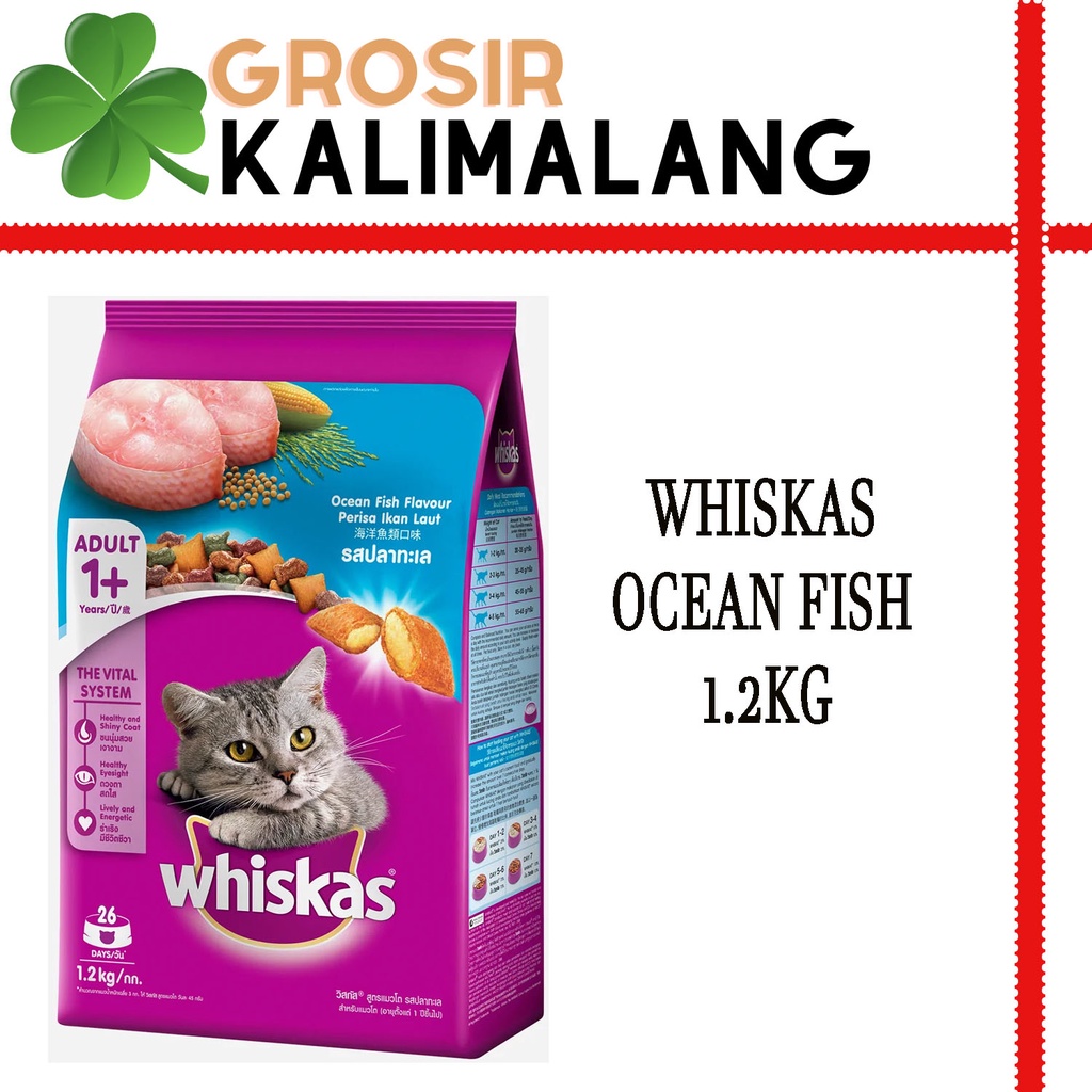 Whiskas Ocean Fish 1.2kg (Grab/Gosend)