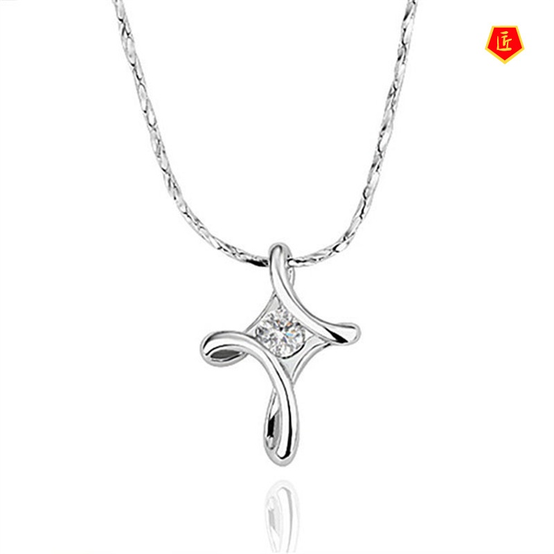 [Ready Stock]Fashion Silver Cross Pendant European and American Simple Temperament