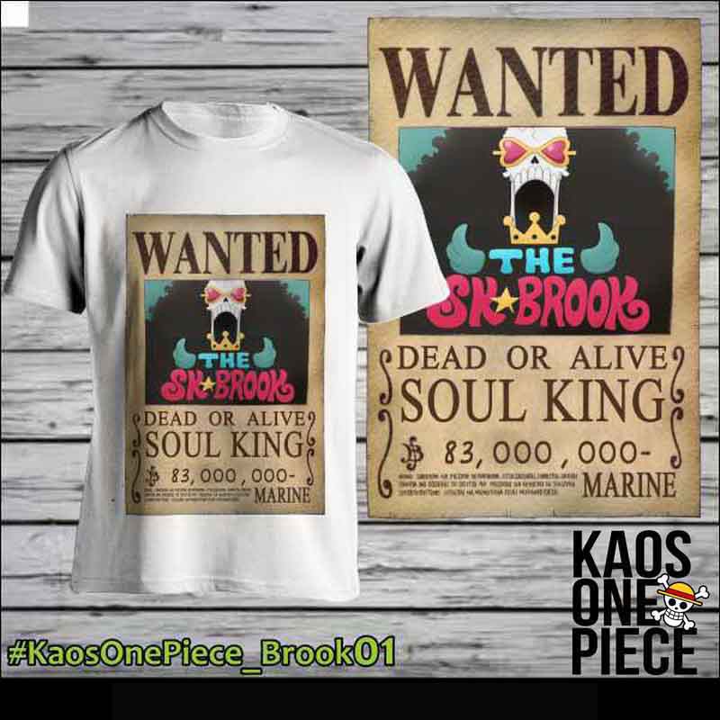 Kaos Mugiwara Pirates Brook 01 Wanted Poster