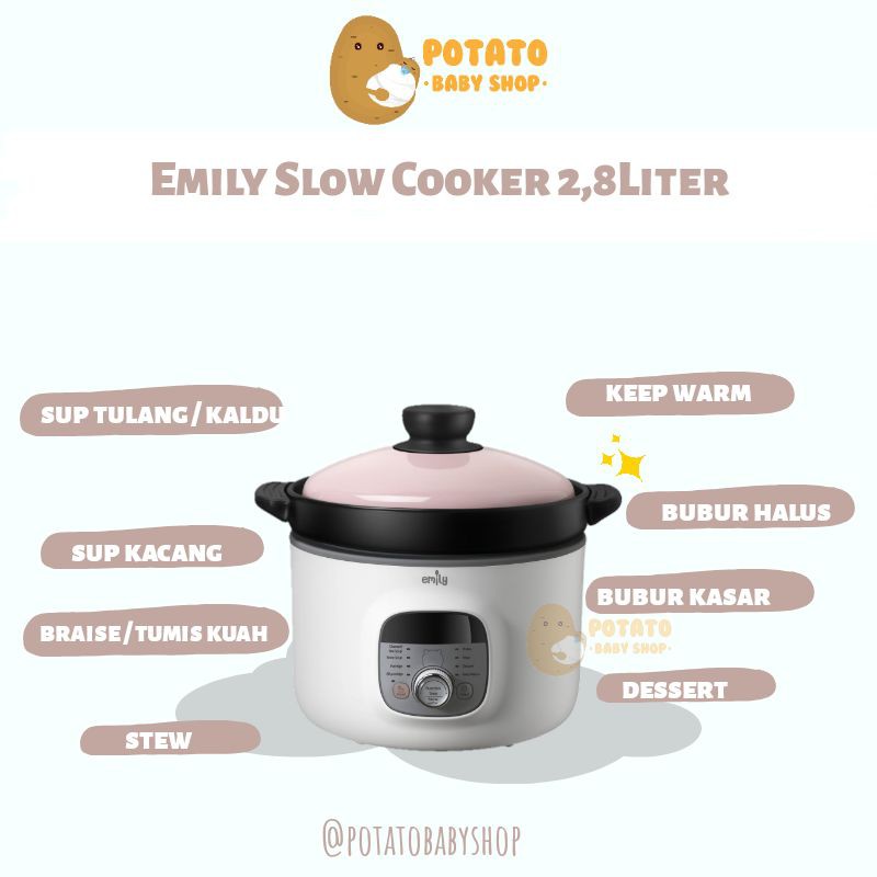 Emily Slow Cooker 2.8 Liter Pot Tanah Liat