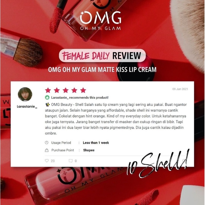 OMG Oh My Glam Matte Kiss Lip Cream 3.5g Halal Original BPOM Lipstick Matte / LipMatte