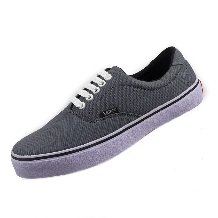 MS - PROMO COD Sepatu Sneakers Pria Vans Authentic Abu Grey Kasual Bertali Skate Sekolah Kuliah