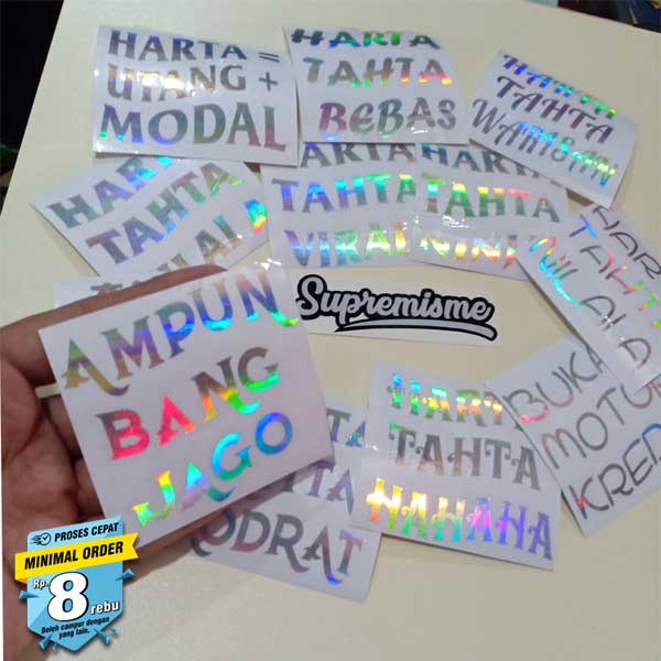 Stiker Hologram Custom Nama Harta Tahta Wanita Premium Holographic (Langsung Jadi)