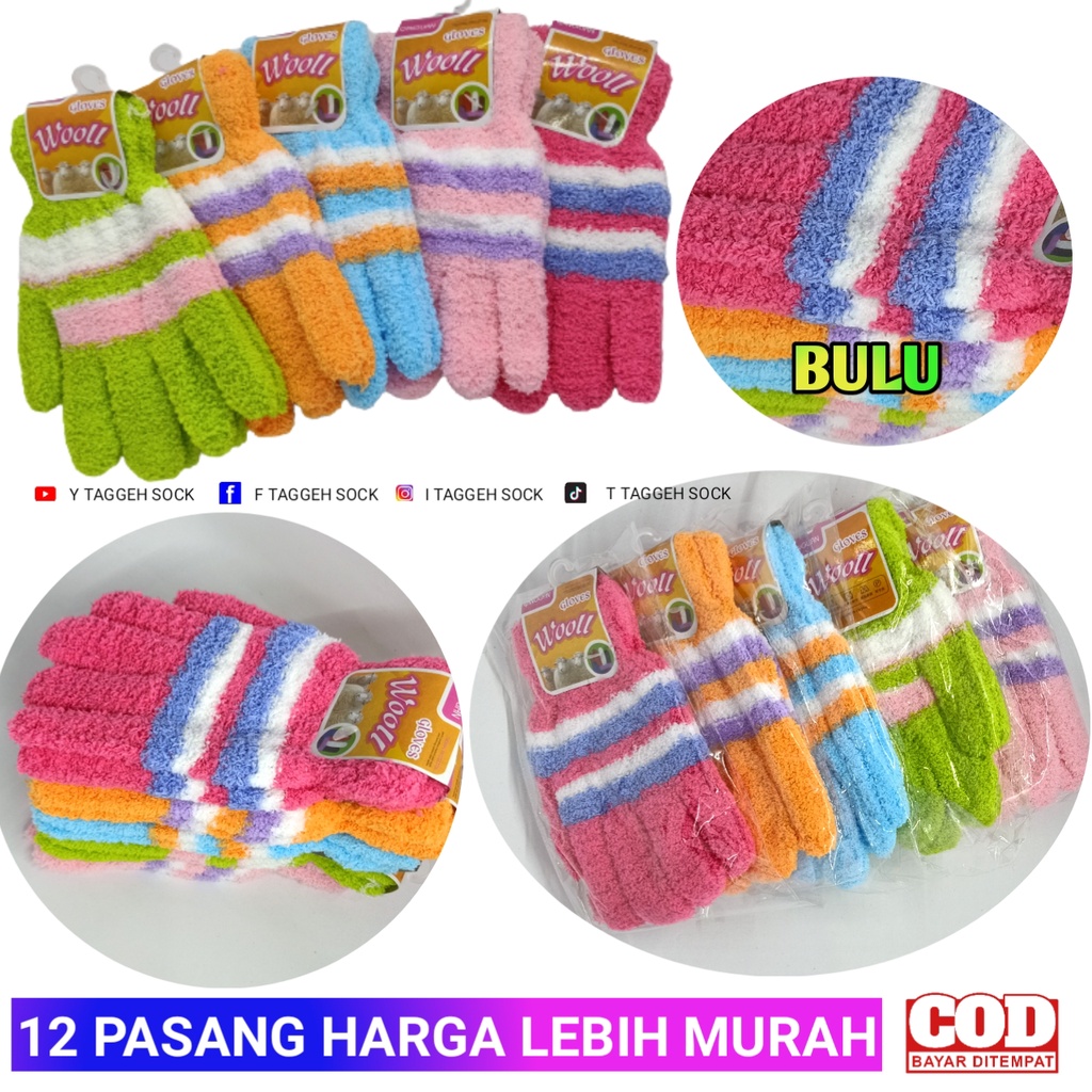 SARUNG TANGAN WANITA MODEL BULU/HANDUK /SARUNG TANGAN WOLL BELANG