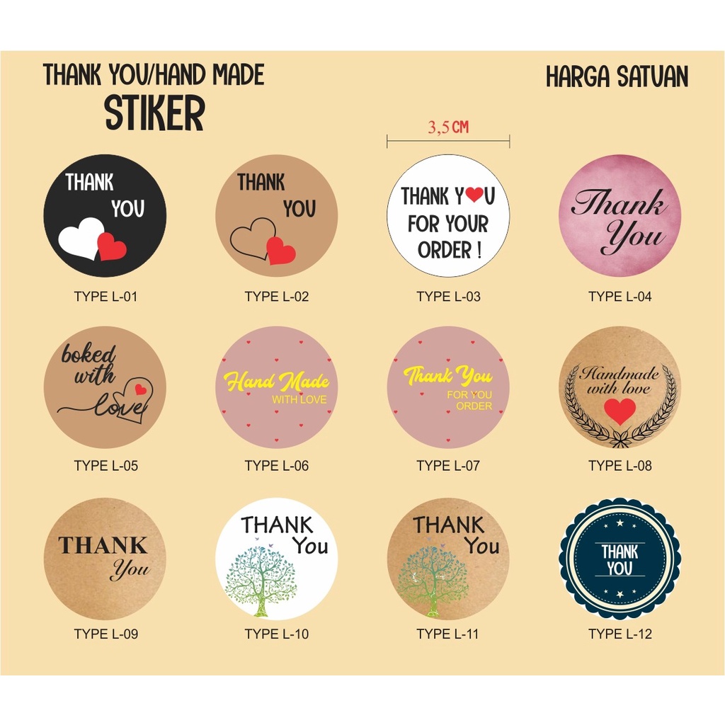 

Stiker THANK YOU/ STIKER Ucapan Terimakasih KISS CUT Diameter 3,5 cm