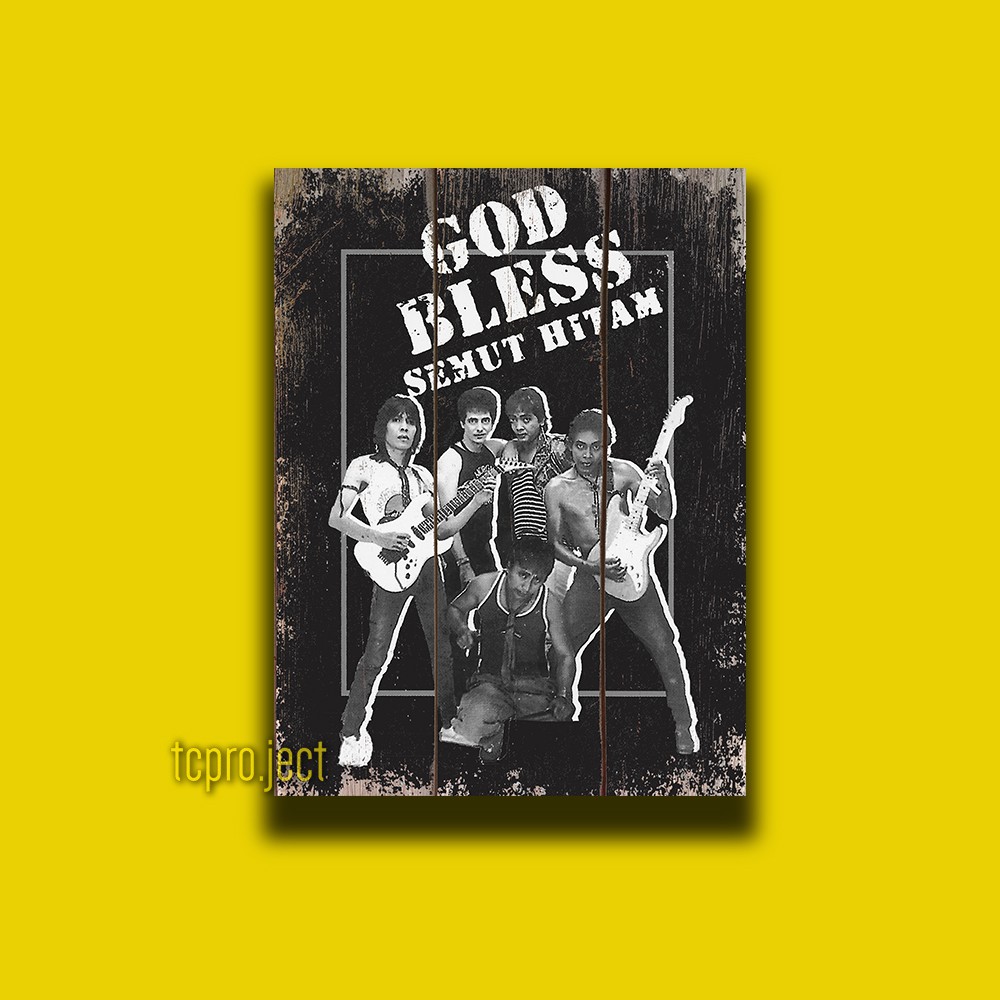 GOD BLESS SEMUT HITAM MUSIK BAND POSTER - DEKORASI HIASAN DINDING KAYU