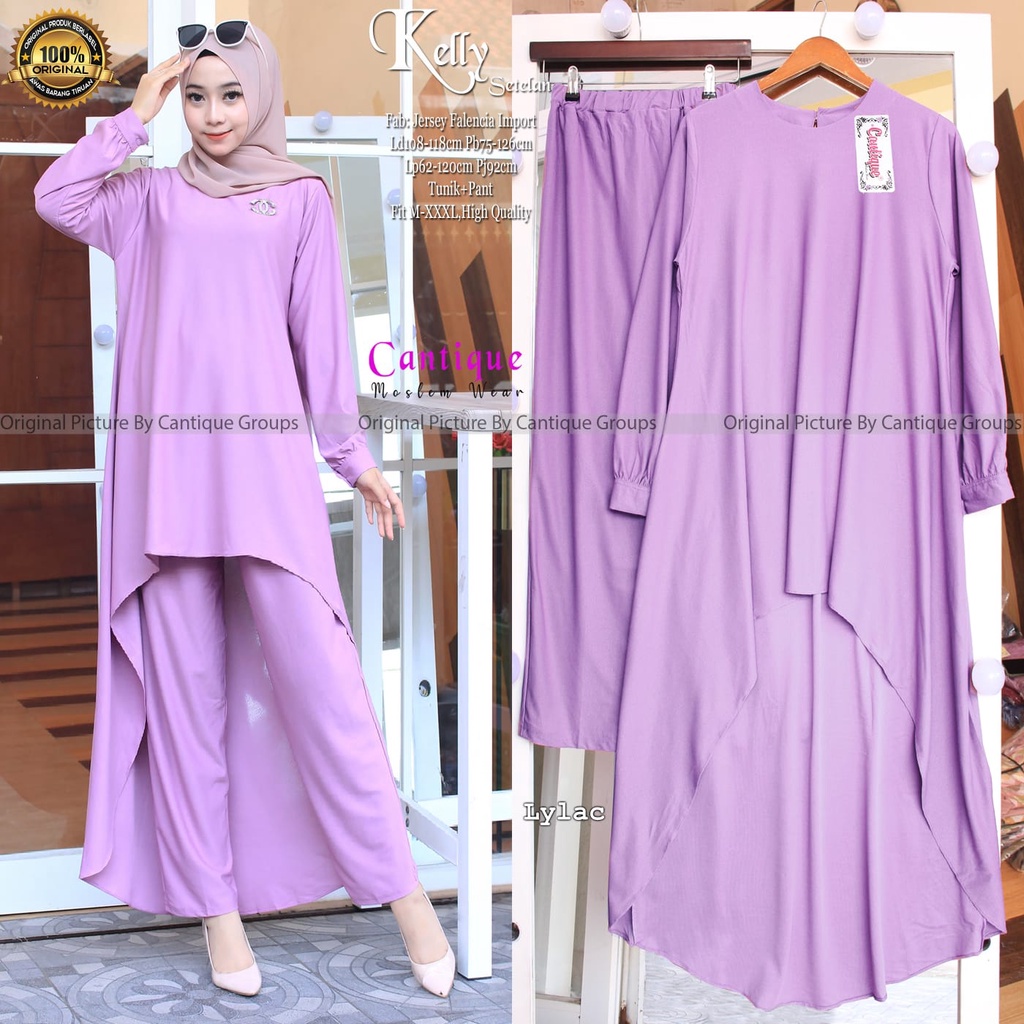 Set wanita jumbo LD 108 melar 118 setelan tunik polos mat jersey falencia one set big size lengan panjang Ori Srikandi | Kelly Asyifa Yumia Syakilla Whiteney-Kelly lylac