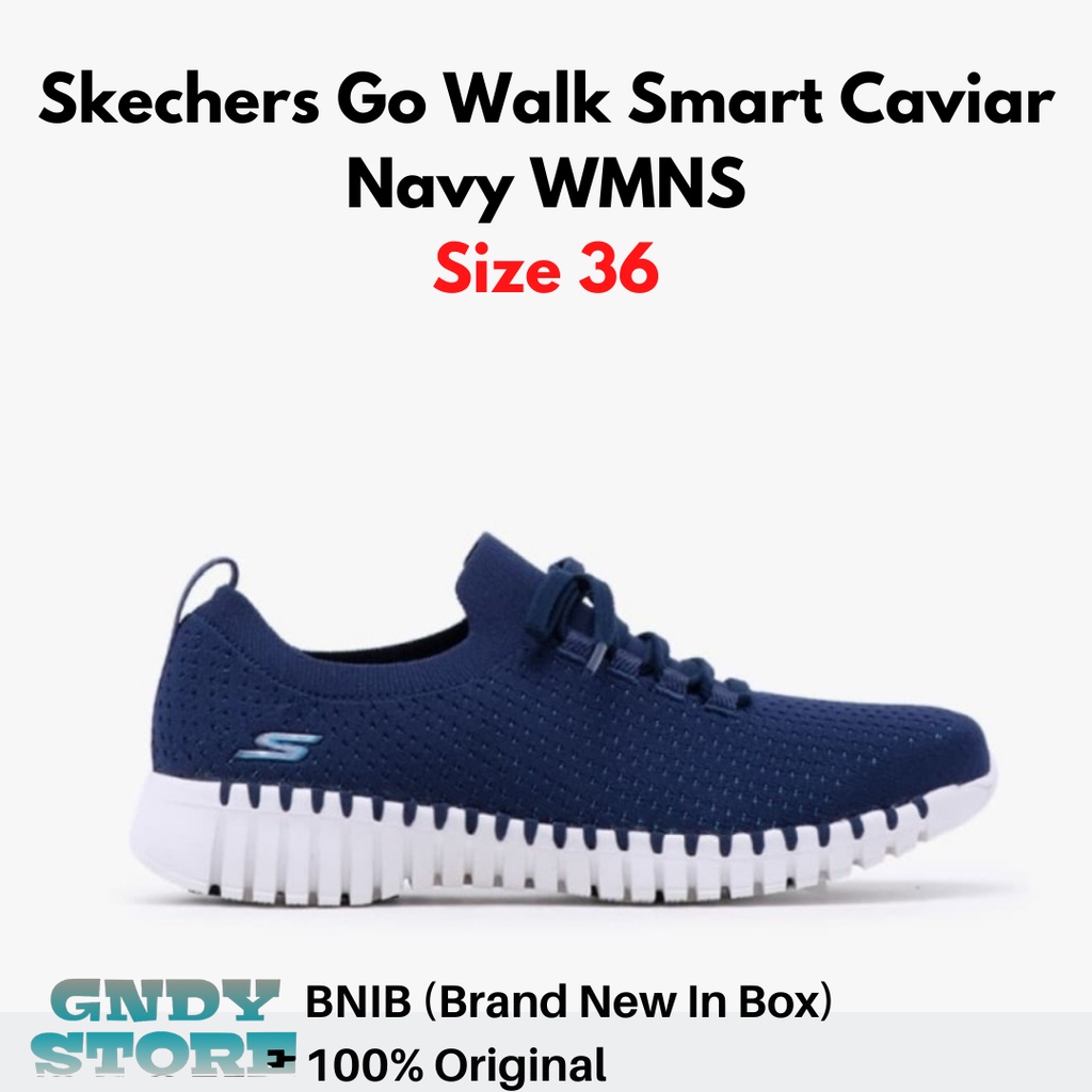 Sepatu Sneakers Wanita Skechers Go Walk Smart Caviar Navy 124307/NVY Womens Original Resmi Store BNIB 100%