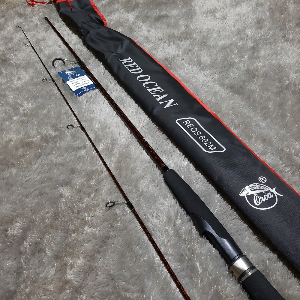 joran pancing spinning REOS 602M carbon X orca red ocean 180