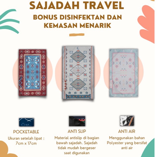 Sajadah Travel Saku Lipat Anti Slip Waterproof  - Sajadah Alif - Sajadah Traveling