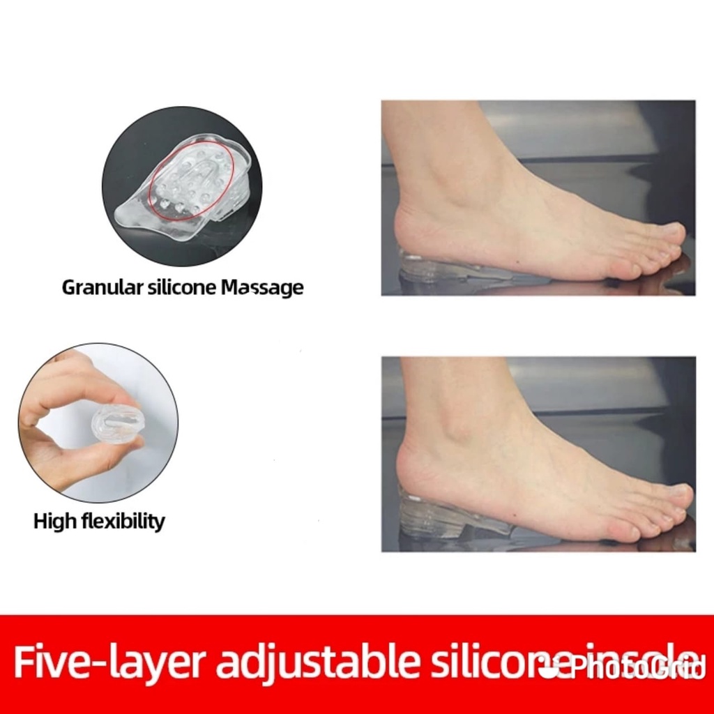 SEPASANG INSOLE SEPATU PENINGGI BADAN INSTANT 5 LAYER BAHAN GEL SILICON ALAS SEPATU WANITA INSOLE SEPATU WANITA BANTALAN KAKI