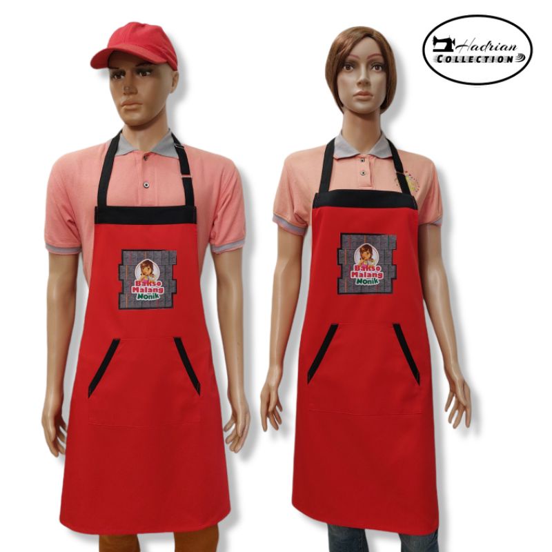 Apron Celemek Custom Sablon Digital - MIN ORDER 6 pcs sablon | polos satuan bisa