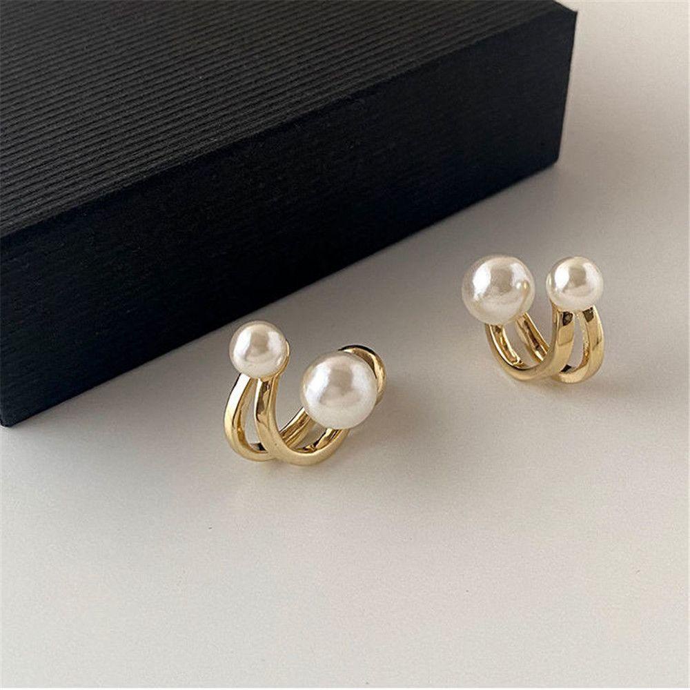 R-flower Pearl Stud Earrings Hadiah Baru Perhiasan Temperamen Elegan