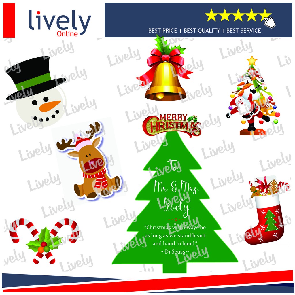 CUSTOM NAMA CAKE TOPPER KARAKTER HIASAN KUE NATAL MERRY CHRISTMAS 01 set