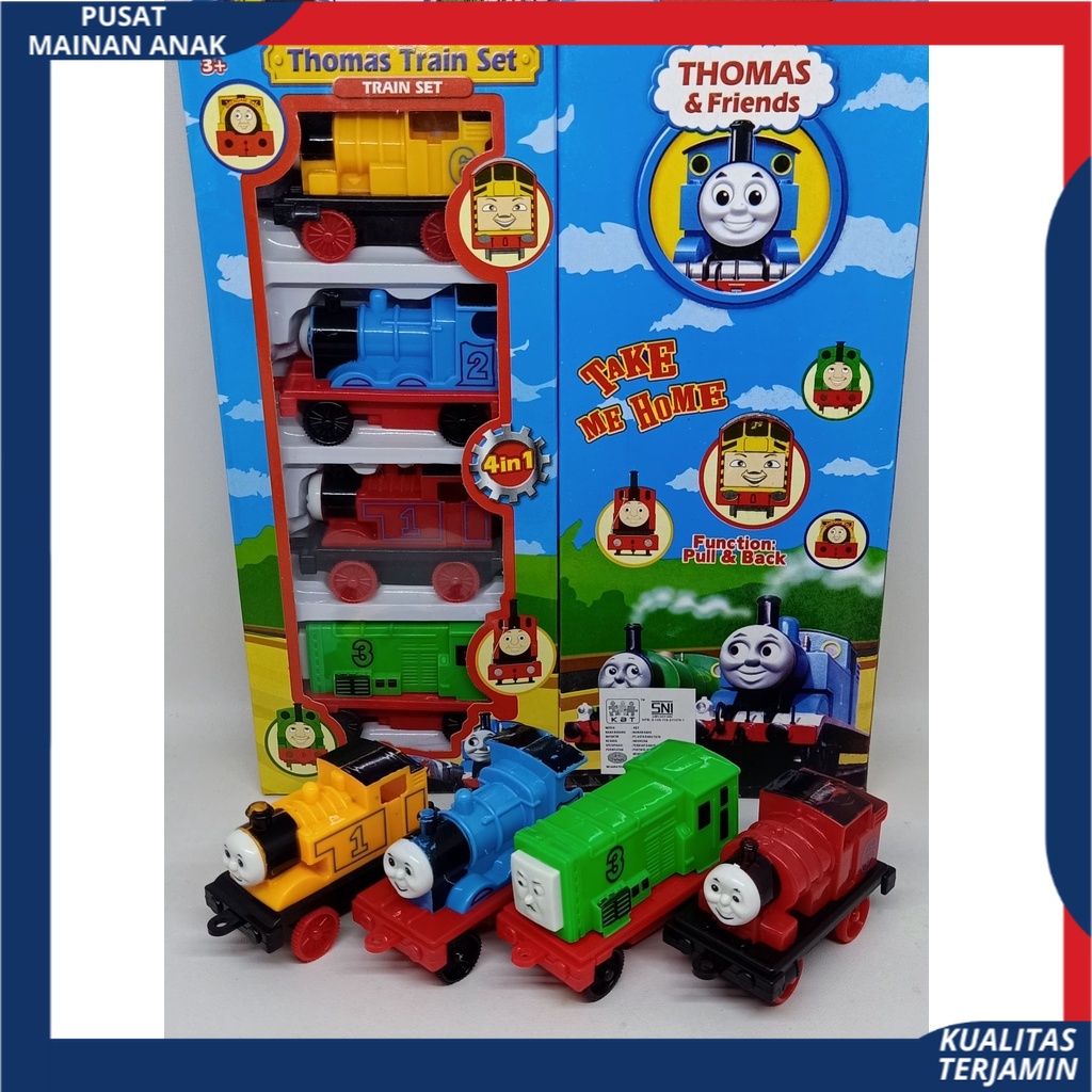 Mainan Anak Isi 4 PCS  Set Mobil Kereta Api Thm &amp; Friend PullBack / Train Play SNI Berkualitas