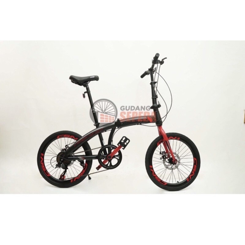 Sepeda lipat Khusus Jne kargo trex cassini 20 inch 7 speed bisa kredit dan COD-black