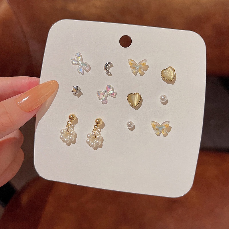 Set Anting Tusuk Sterling silver 925 Desain Pita + Hati Hias Batu opal Lucu Untuk Wanita