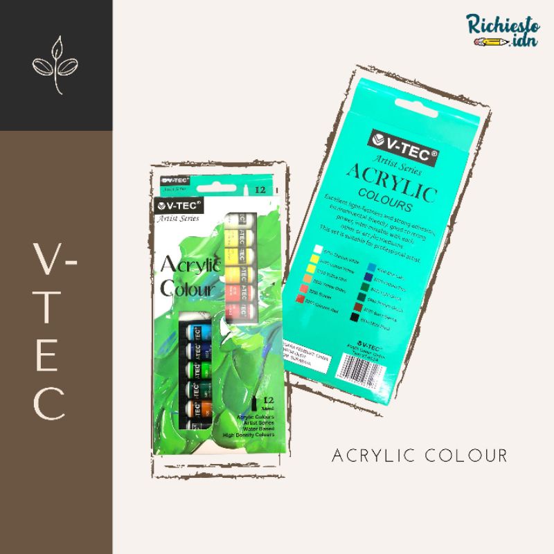 

Acrylic V-tec 12warna Cat akrilik Colour 12x6ml Cat acrilic VTec