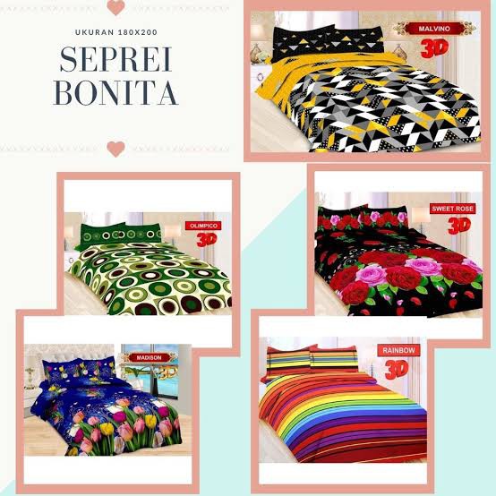 Sprei Bonita Disperse 180x200 King Original Grosir Termurah